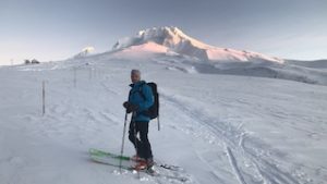 Terry backcountry skiing on Mount Hood