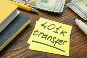 Post It note with reminder to transfer 401(k)